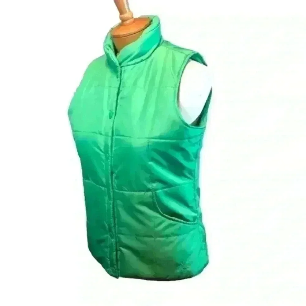 Green IZOD Casual Puffer Snap button closure Vest Size Small two side pockets - Picture 4 of 12